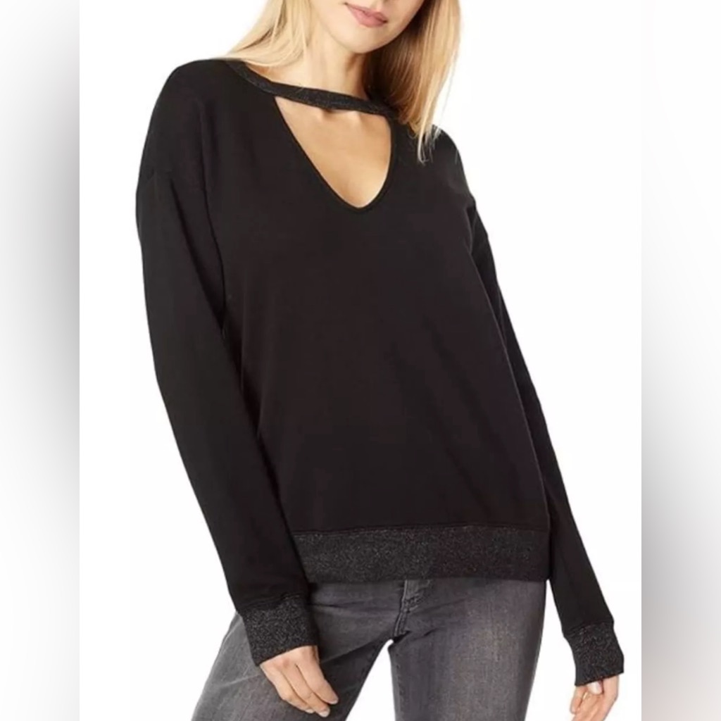 Nwt Philanthropy Black Pria Cutout Knit Sweatshirt Women’s S